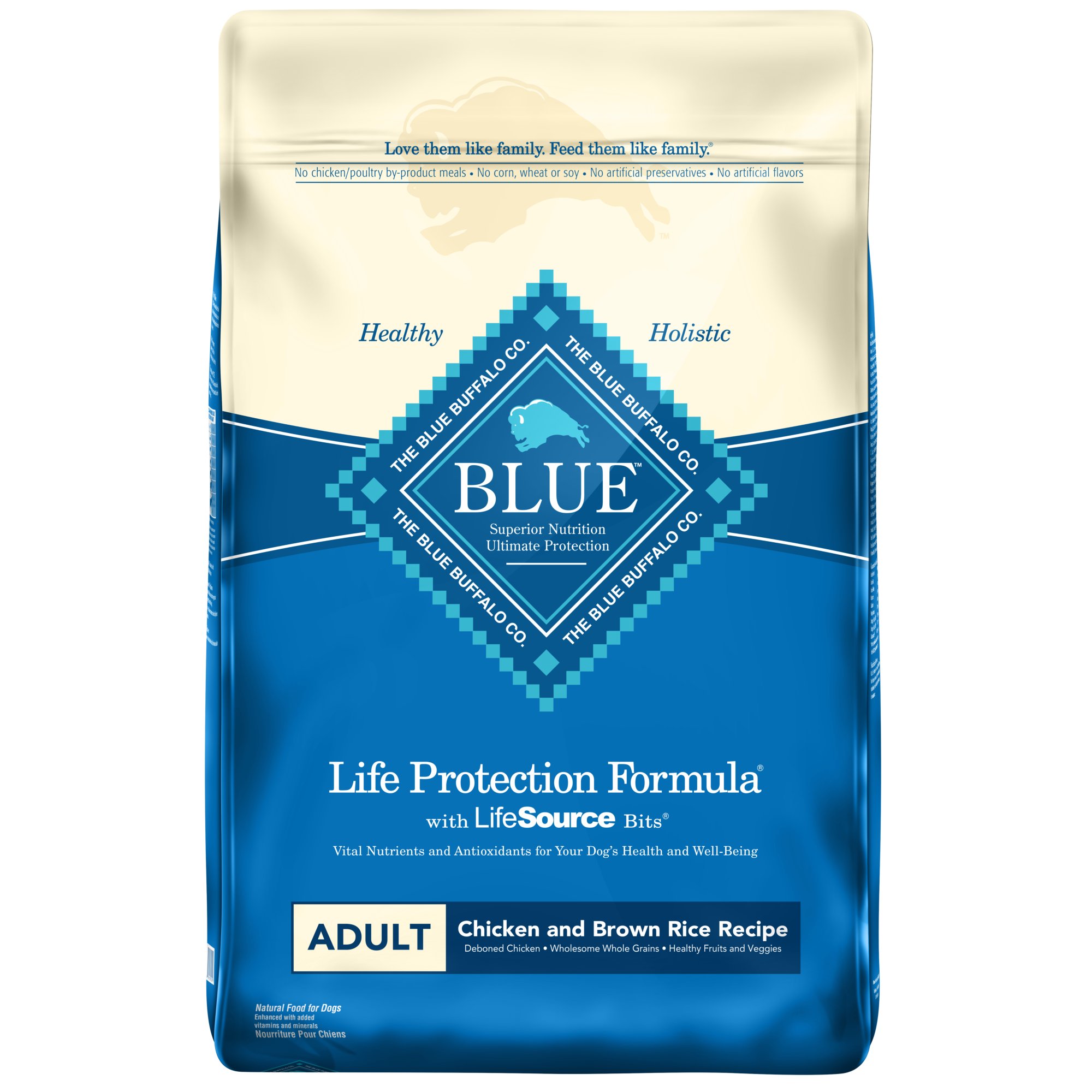 *had small hole been taped*best by 5/21/2026*Blue Buffalo Chicken & Brown Rice Recipe for Adult Dogs 30lb BB Sep 07/2023