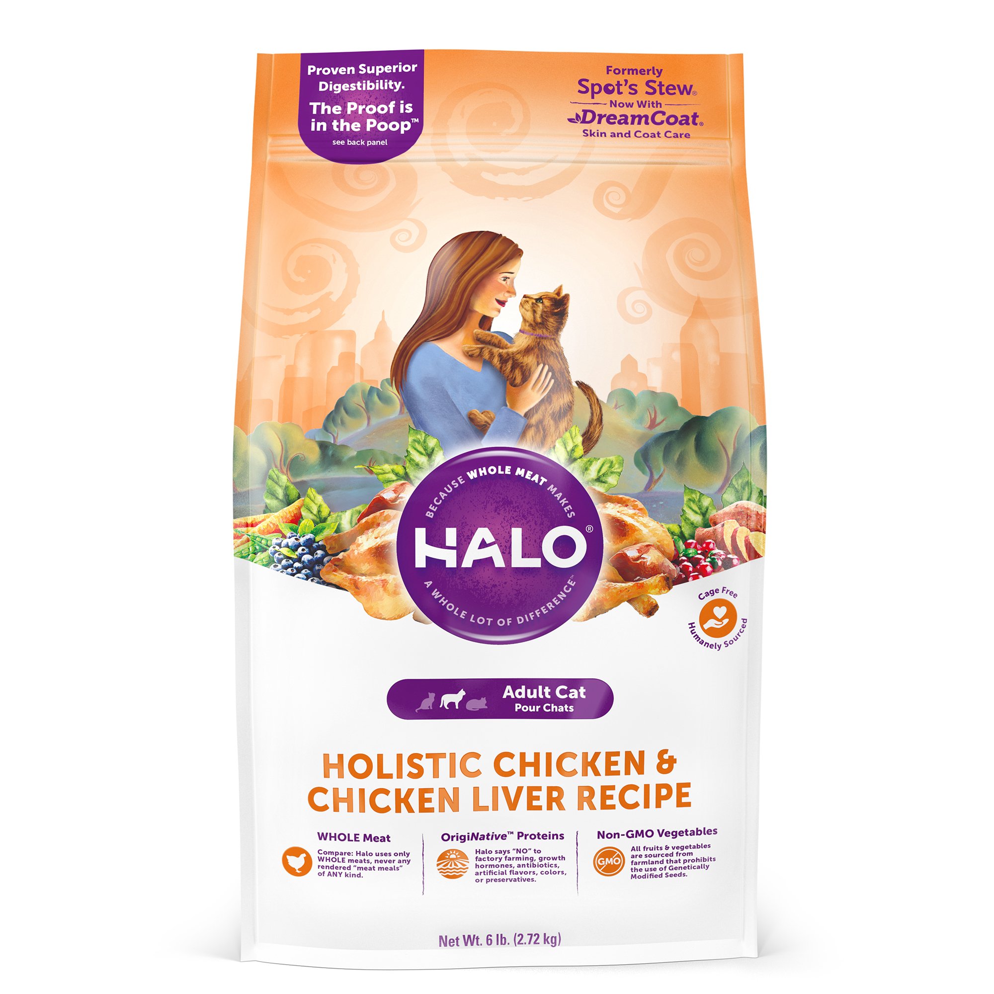Halo Adult Holistic Chicken & Chicken Liver Dry Cat Food Petco