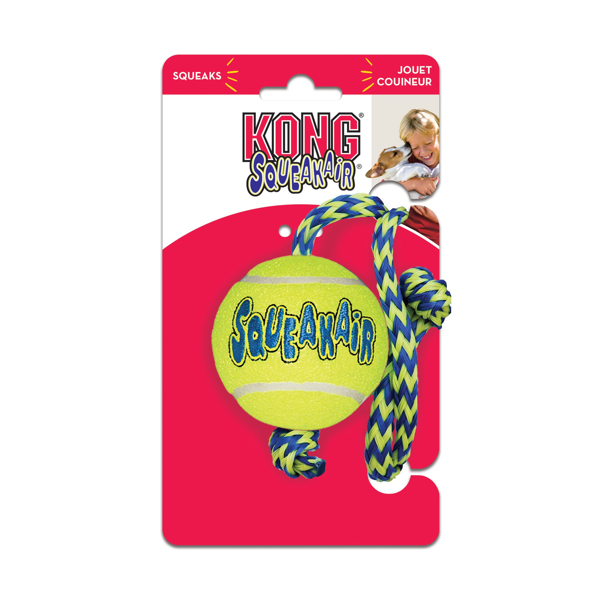 kong ball with rope dog toy