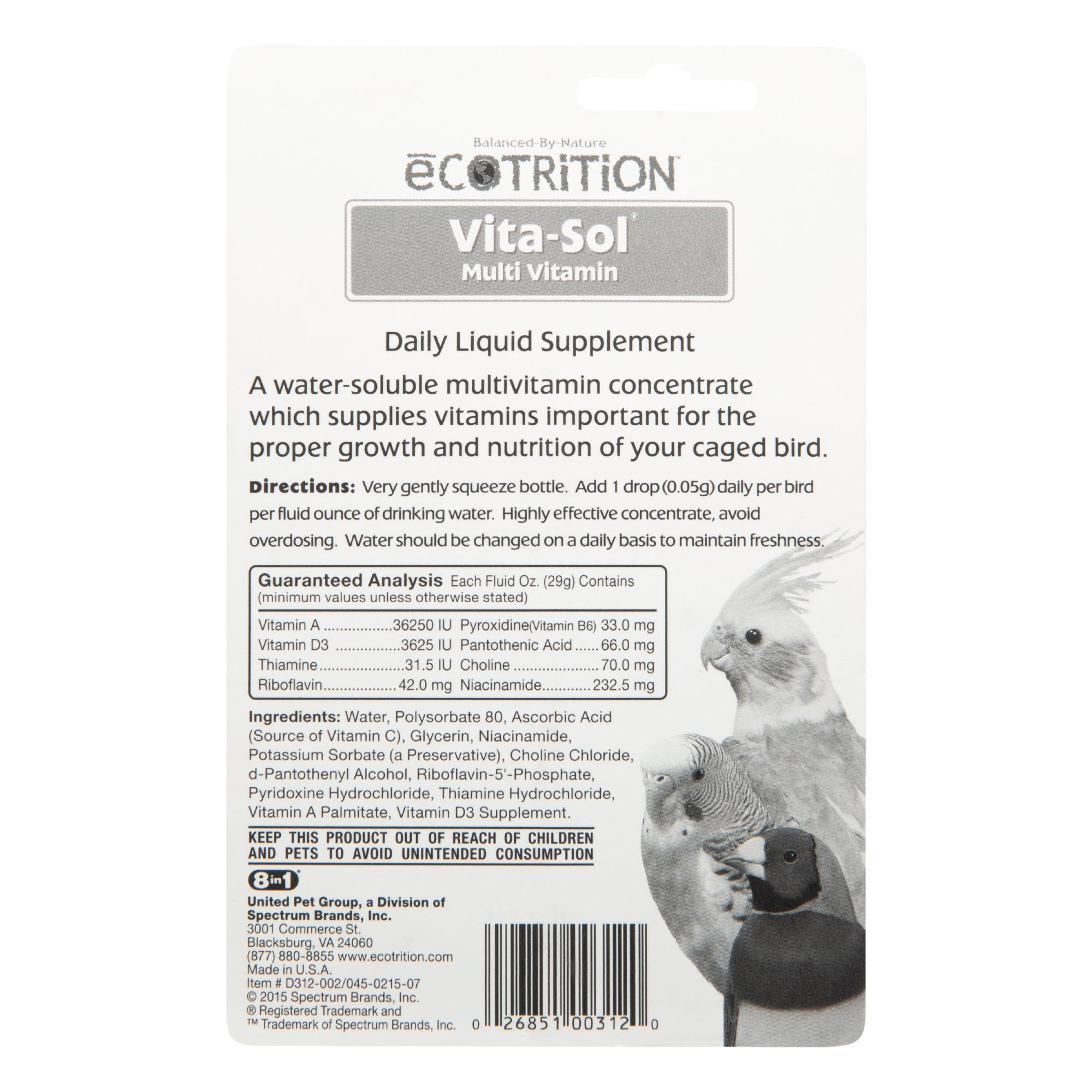 Ecotrition Pro Ultra Care Vita Sol For Caged Birds