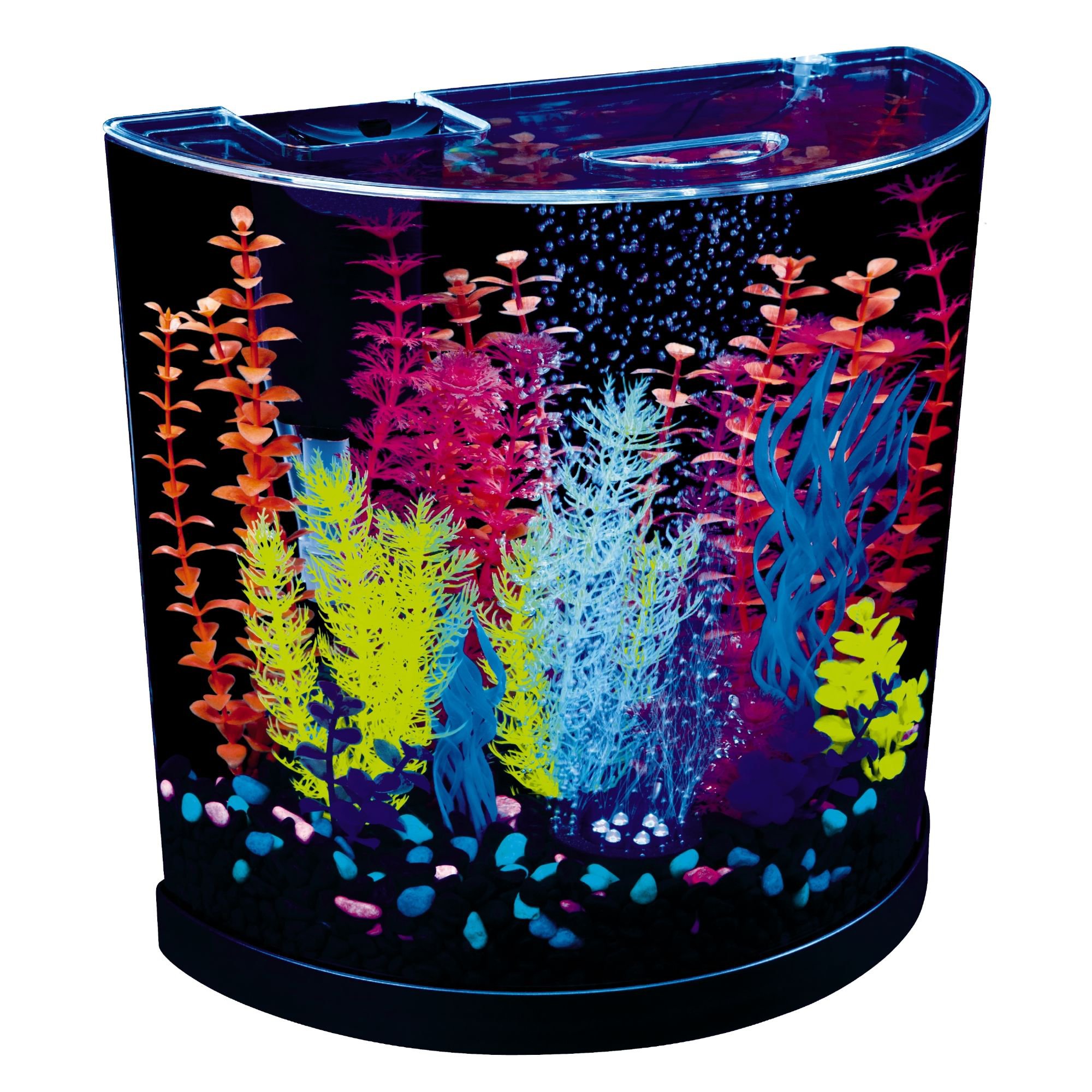 Glofish Half Moon Bubbling With Blue Led Bubbler Aquarium Kit 3