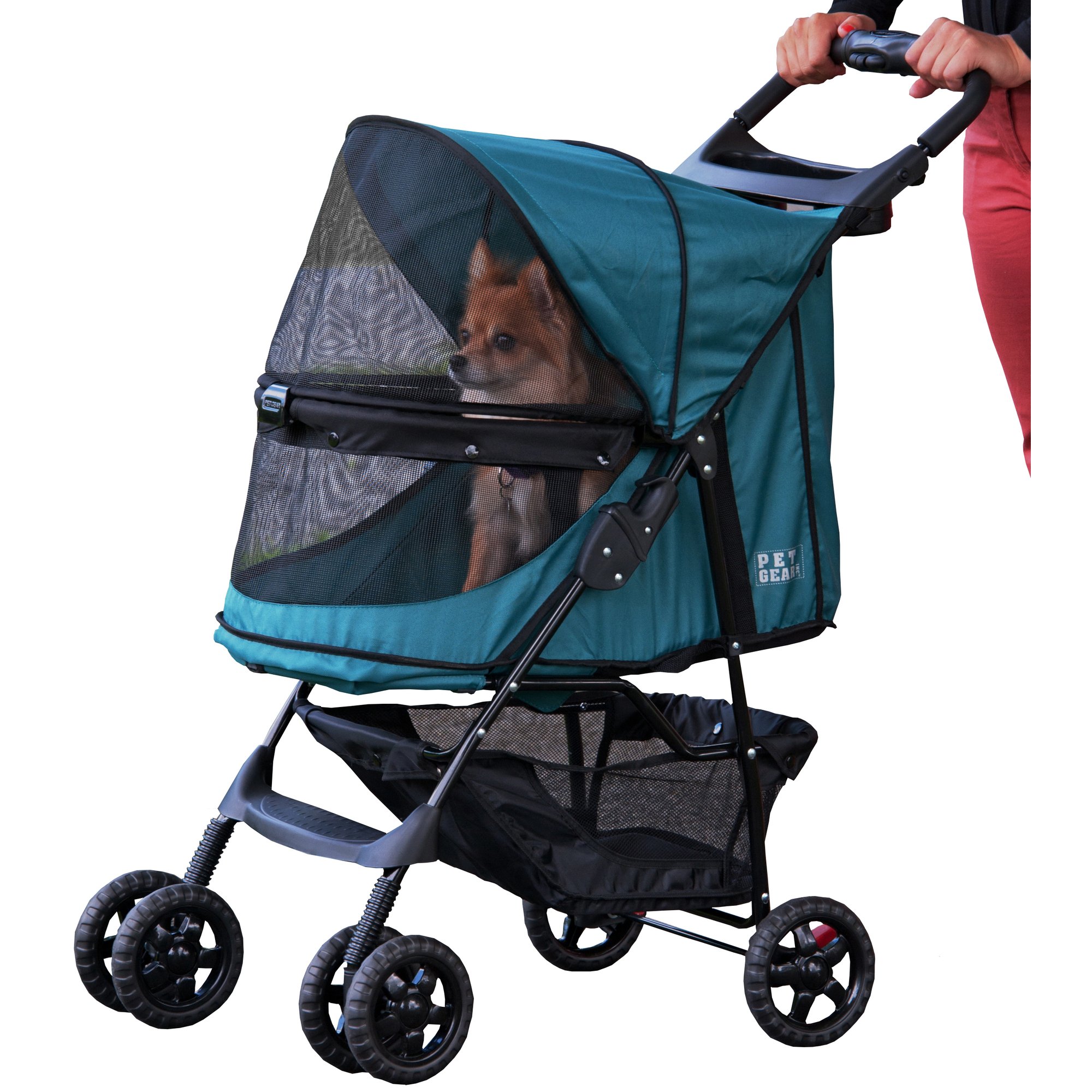 Pet Gear Happy Trails No-Zip Pet Stroller in Emerald | Petco