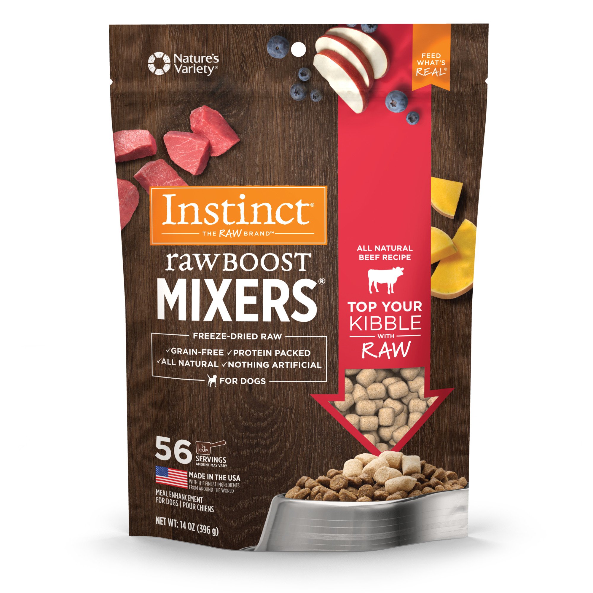 Instinct Freeze Dried Raw Boost Mixers Grain Free All Natural Beef Dog Food Topper by Nature's