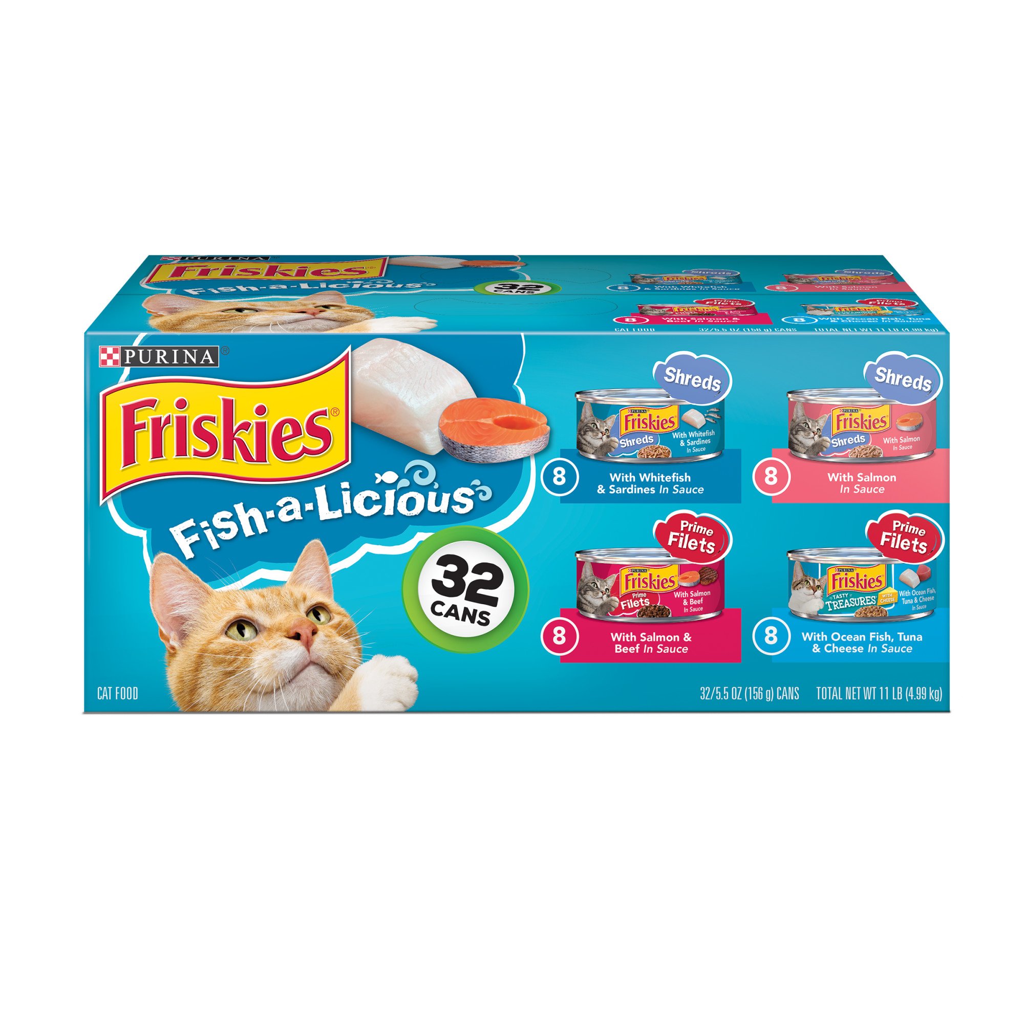 UPC 050000294527 product image for Friskies Fish-A-Licious Variety Pack Canned Cat Food, Case of 32, 5.5 oz. () | upcitemdb.com