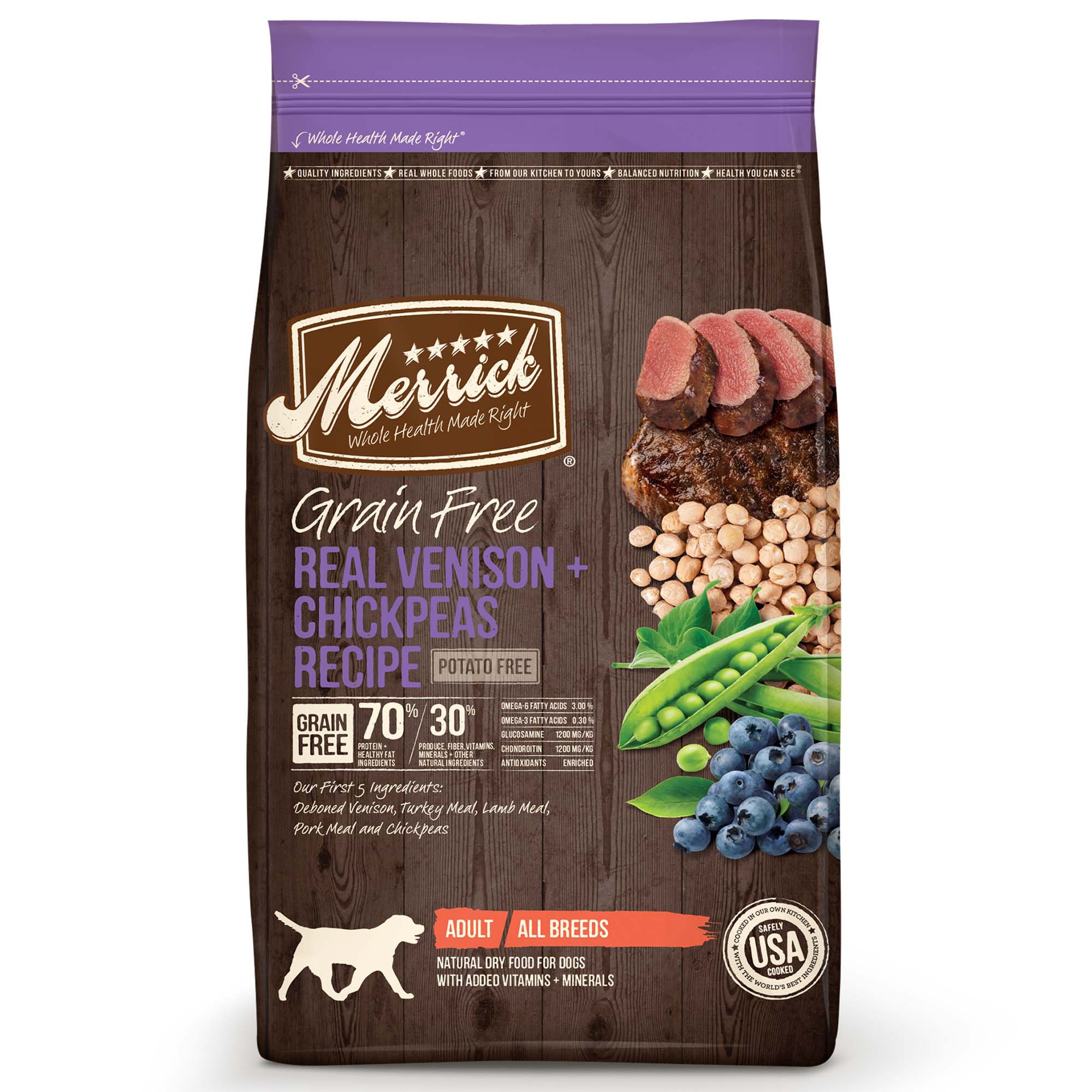 UPC 022808384380 product image for Merrick Grain Free Real Venison + Chickpeas Dry Dog Food, 4 lbs. | upcitemdb.com