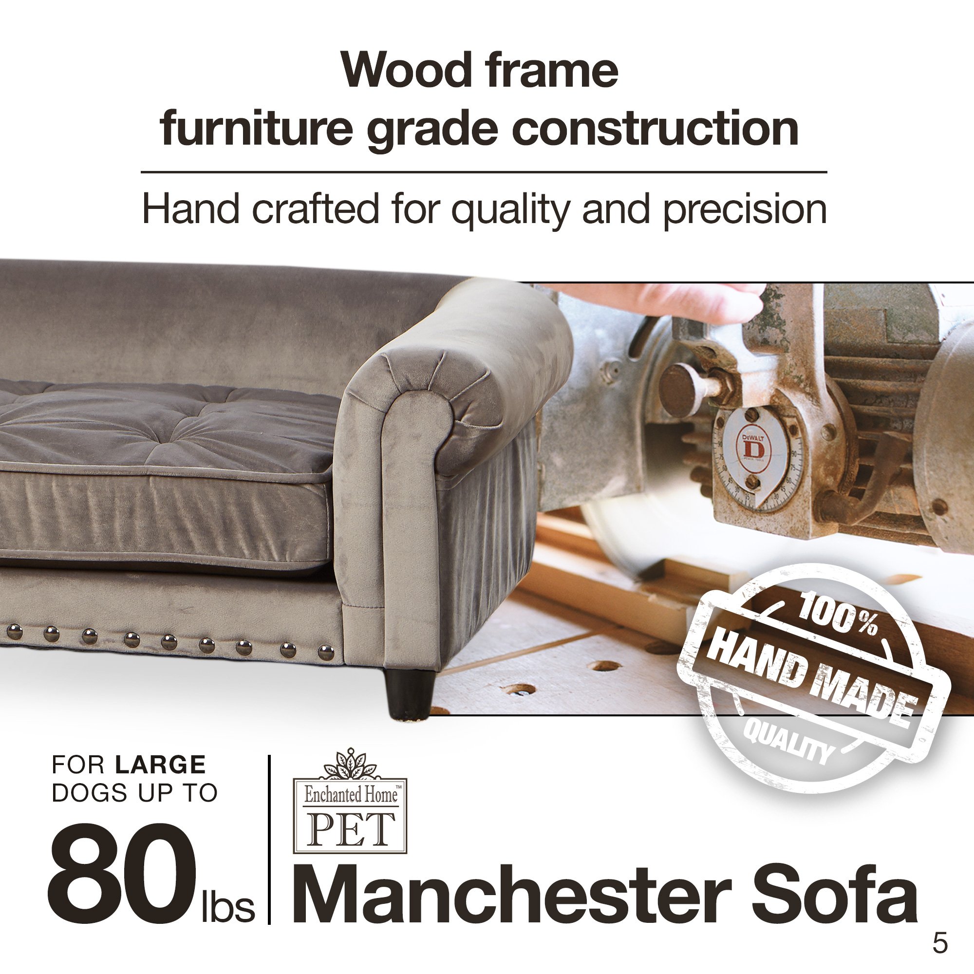 Enchanted Home Pet Grey Velvet Manchester Pet Sofa 44 5 L X 27 5