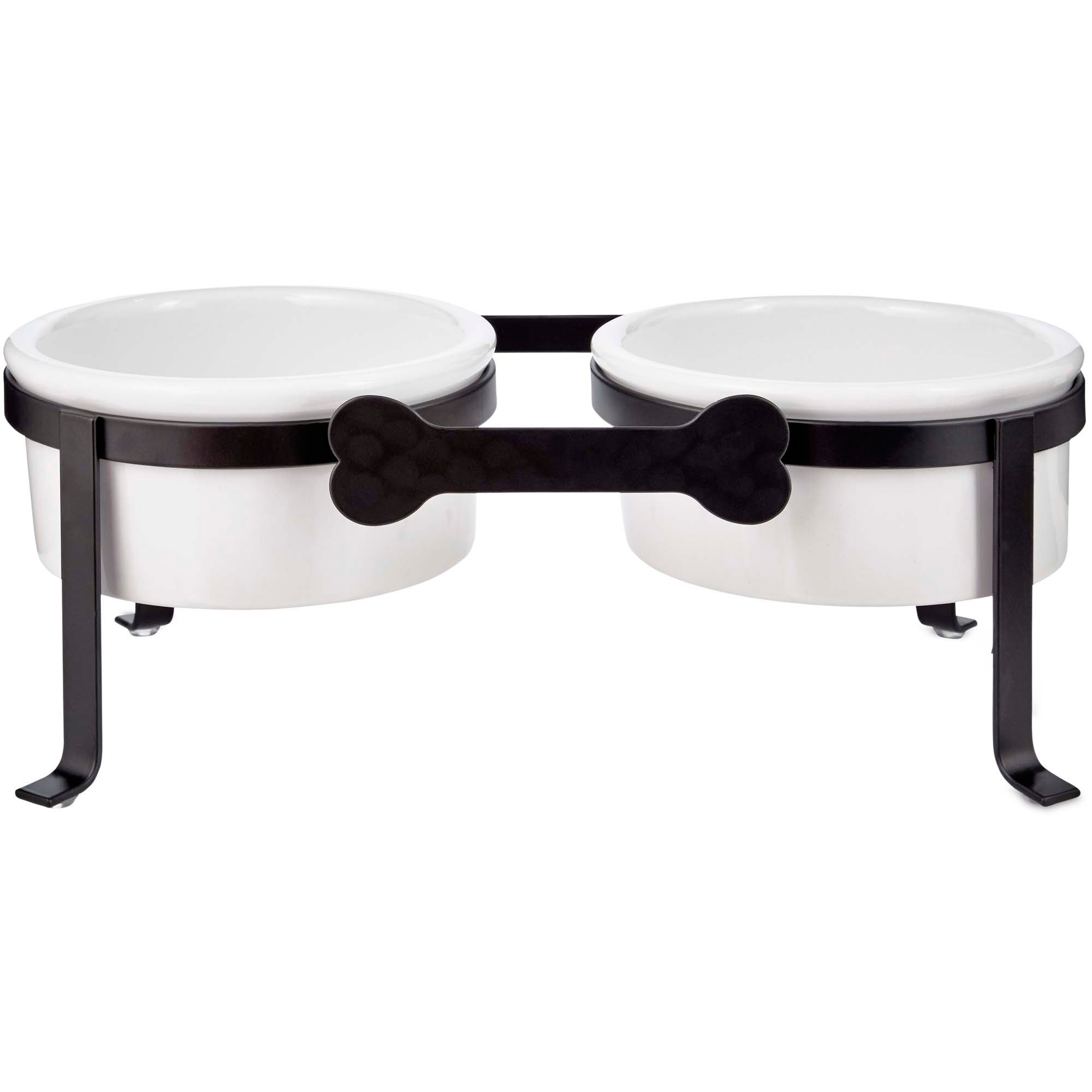 Harmony Iron Double Diner With Ceramic Dog Bowls Large Petco
