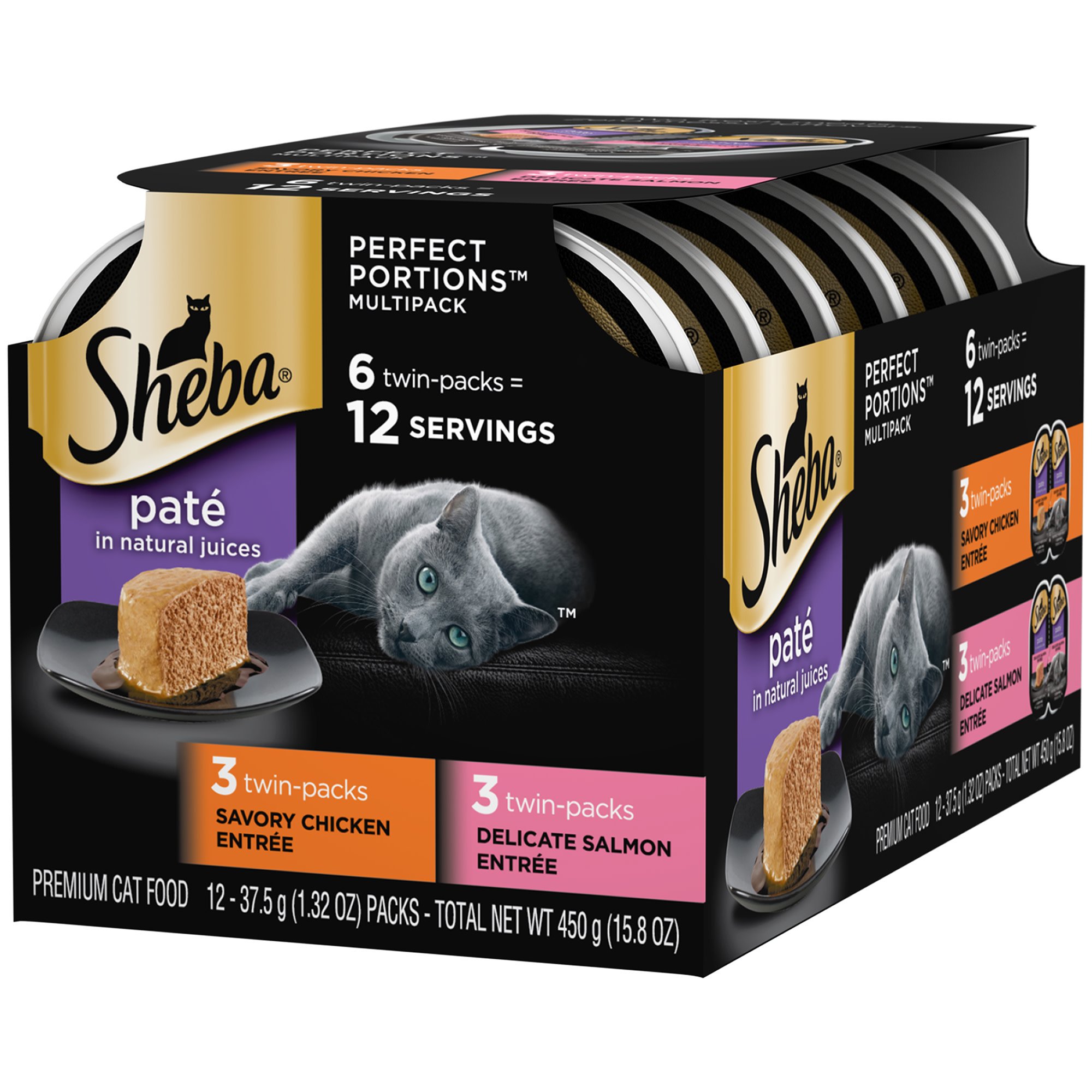 Sheba Perfect Portions Multipack Chicken and Salmon Entree Wet Cat Food Trays Petco