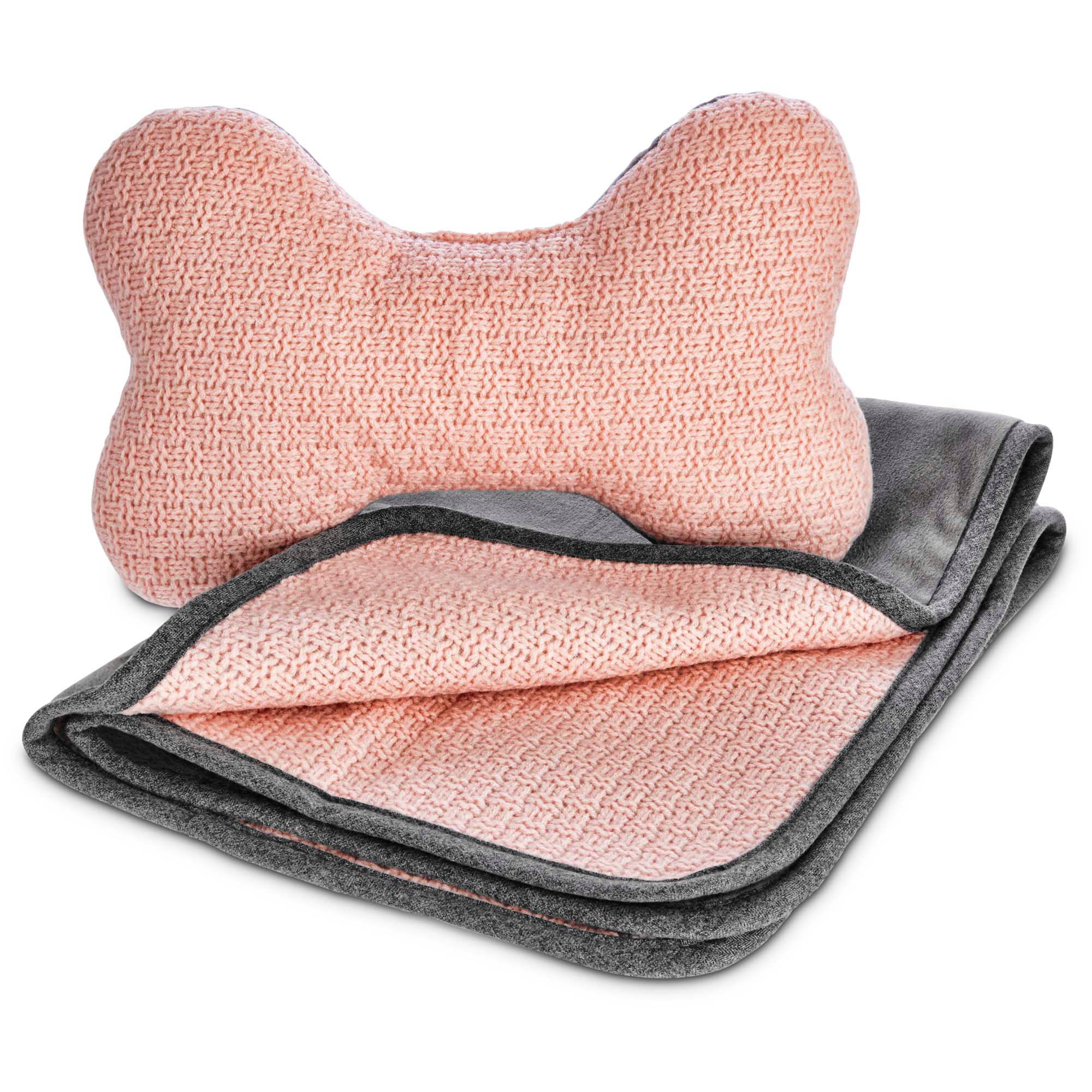 Modern Luxe Pink Knit Pet Throw and Pillow Set Petco
