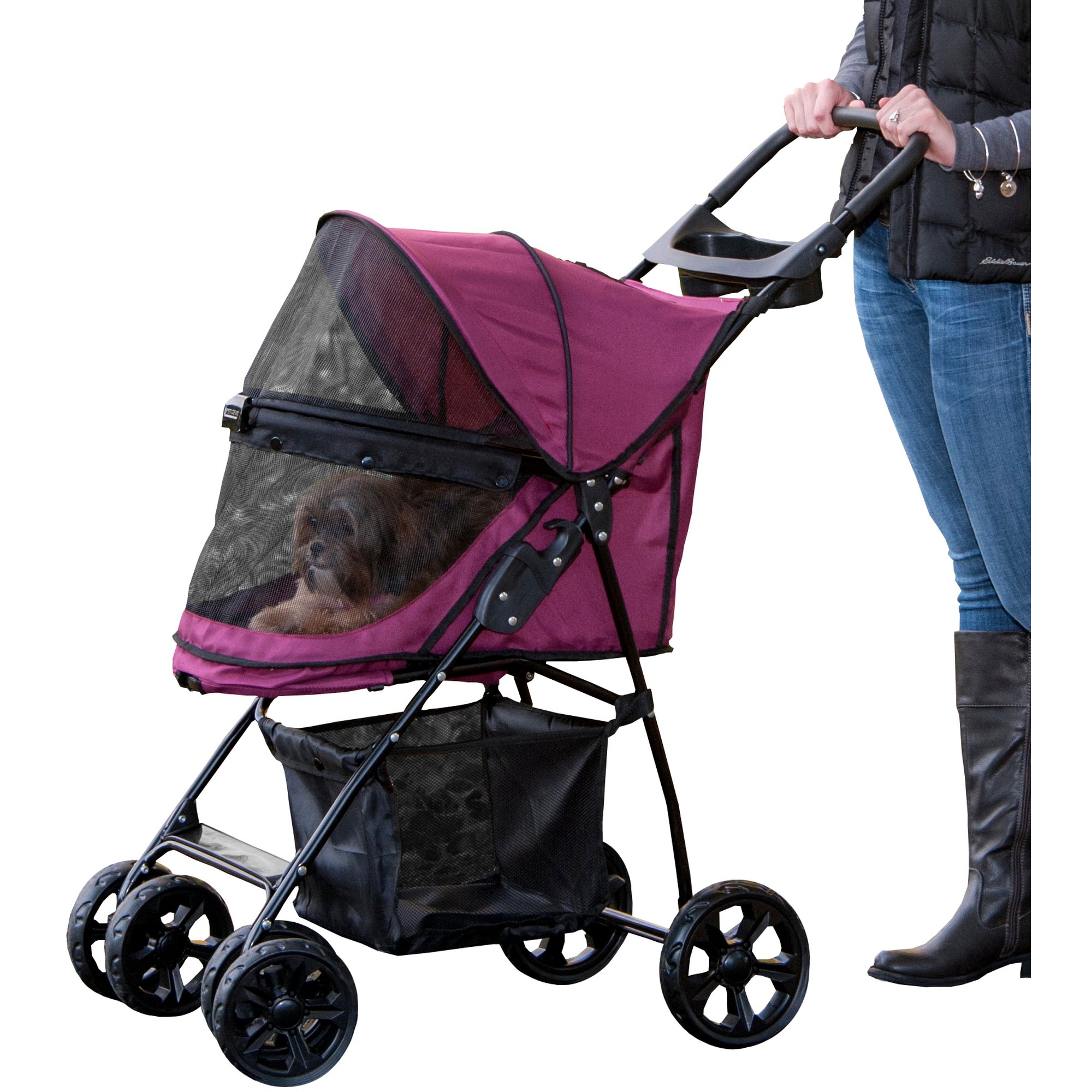 Pet Gear Happy Trails Lite NoZip Pet Stroller in Boysenberry  Petco