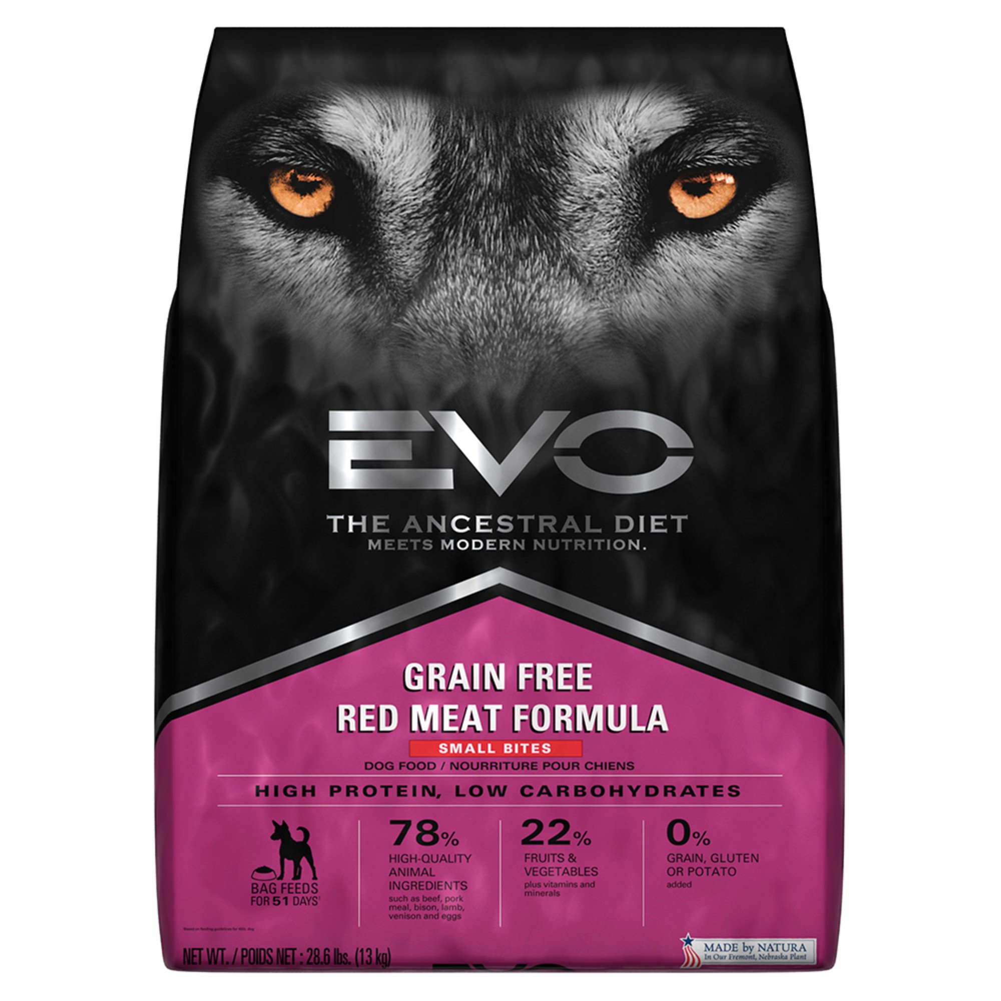 UPC 751485126708 product image for EVO Grain Free Red Meat Small Bites Dry Dog Food, 28.6 lbs. | upcitemdb.com