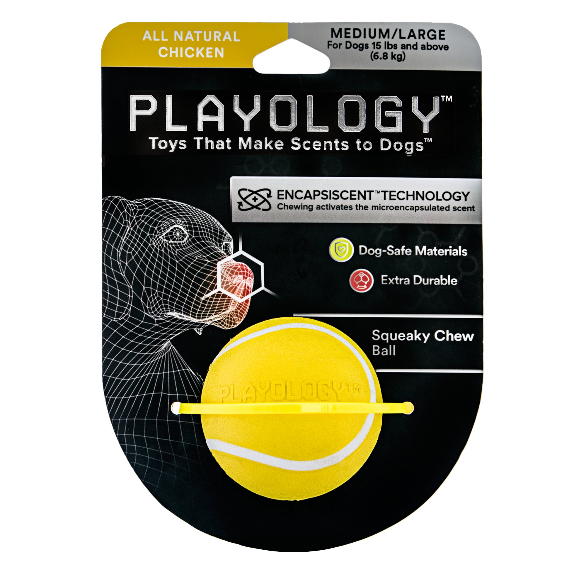 Playology Squeaky Chew Ball Dog Toy Chicken Scent Petco