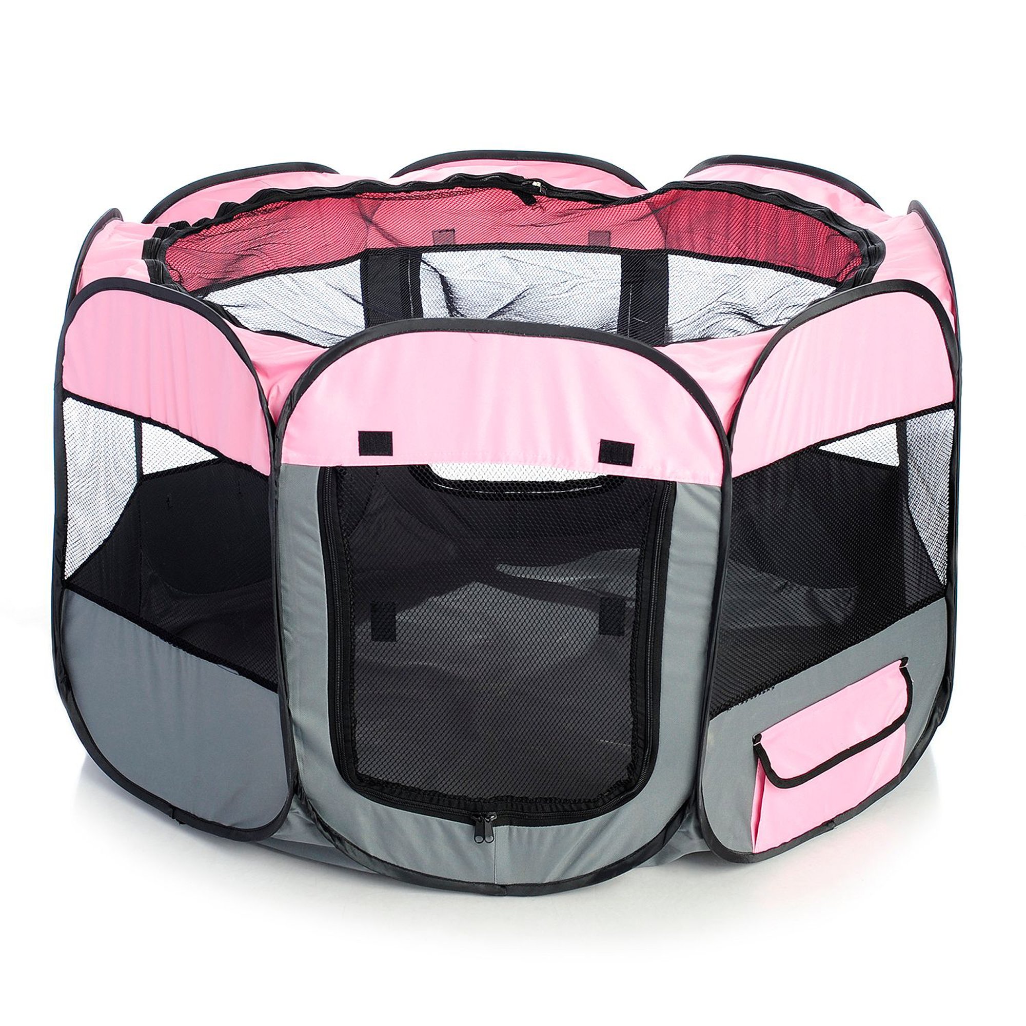 Pet Life All Terrain Lightweight Easy Folding Wire Framed Collapsible Travel Pet Playpen Pink