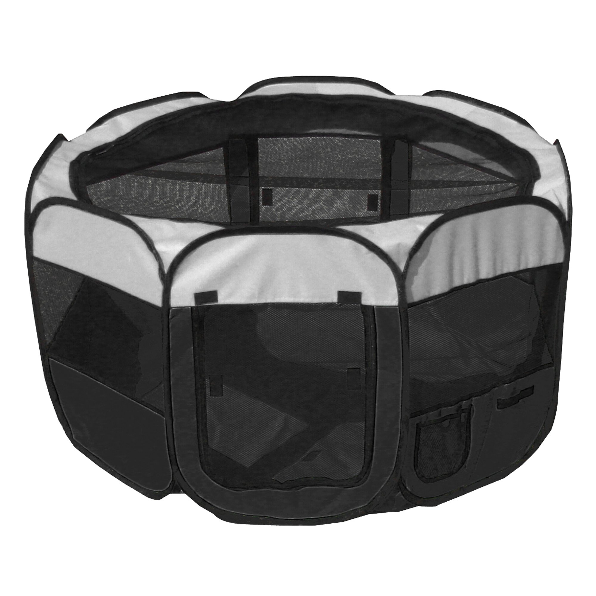 Pet Life All Terrain Lightweight Easy Folding Wire Framed Collapsible Travel Pet Playpen Black