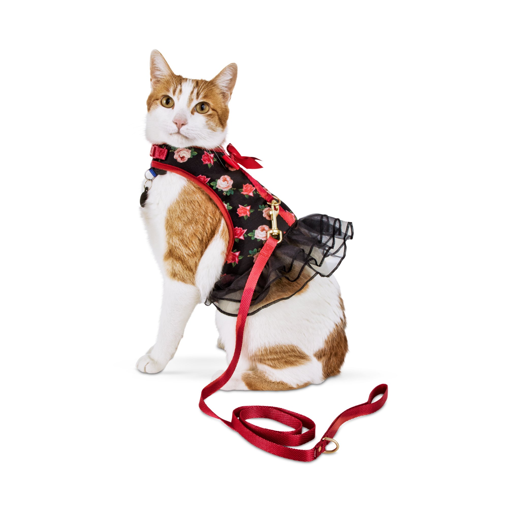 Bond & Co. Pink Rose-Print Cat Harness and Leash Set