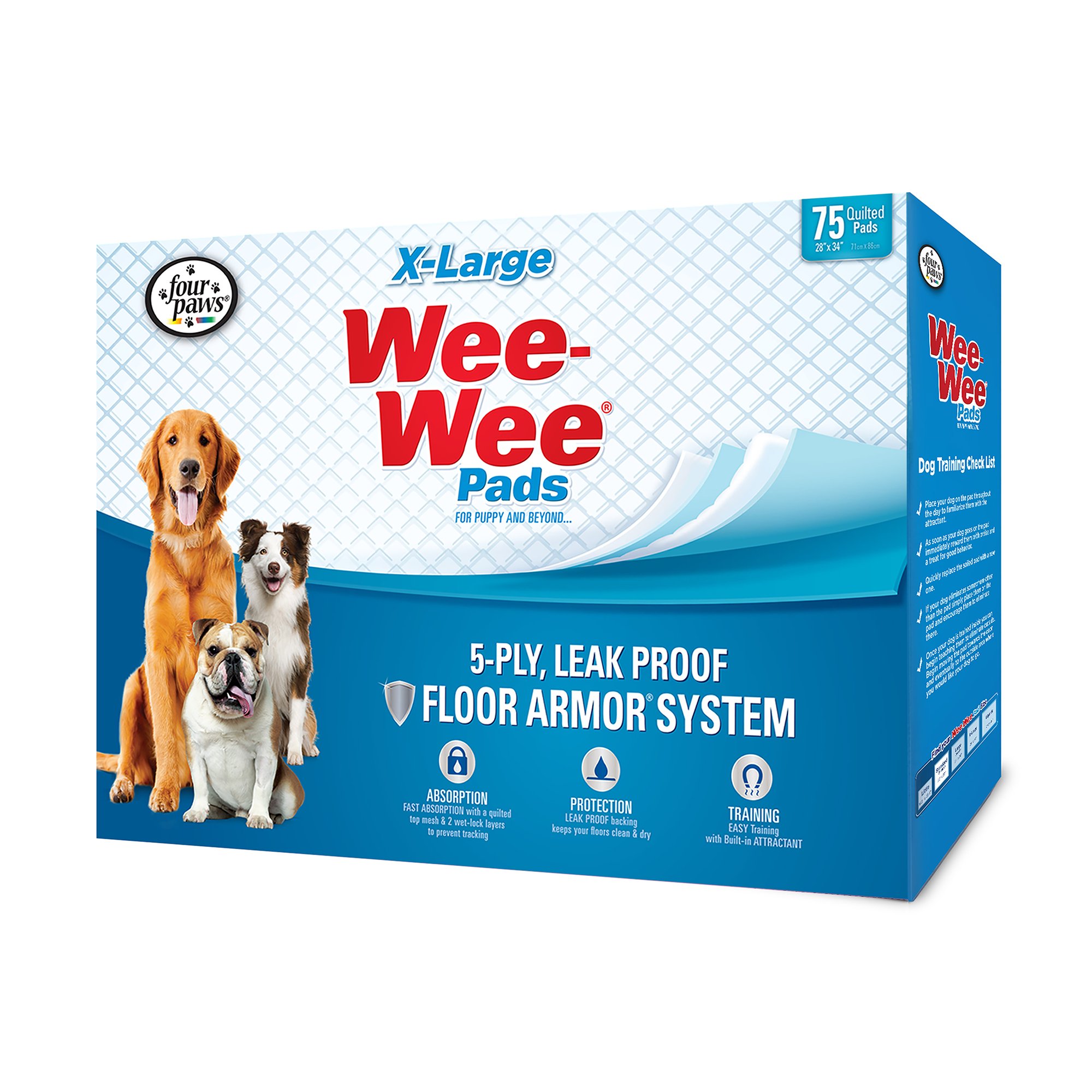 Four Paws 75 Count Wee-Wee Dog Training Pads, X-Large