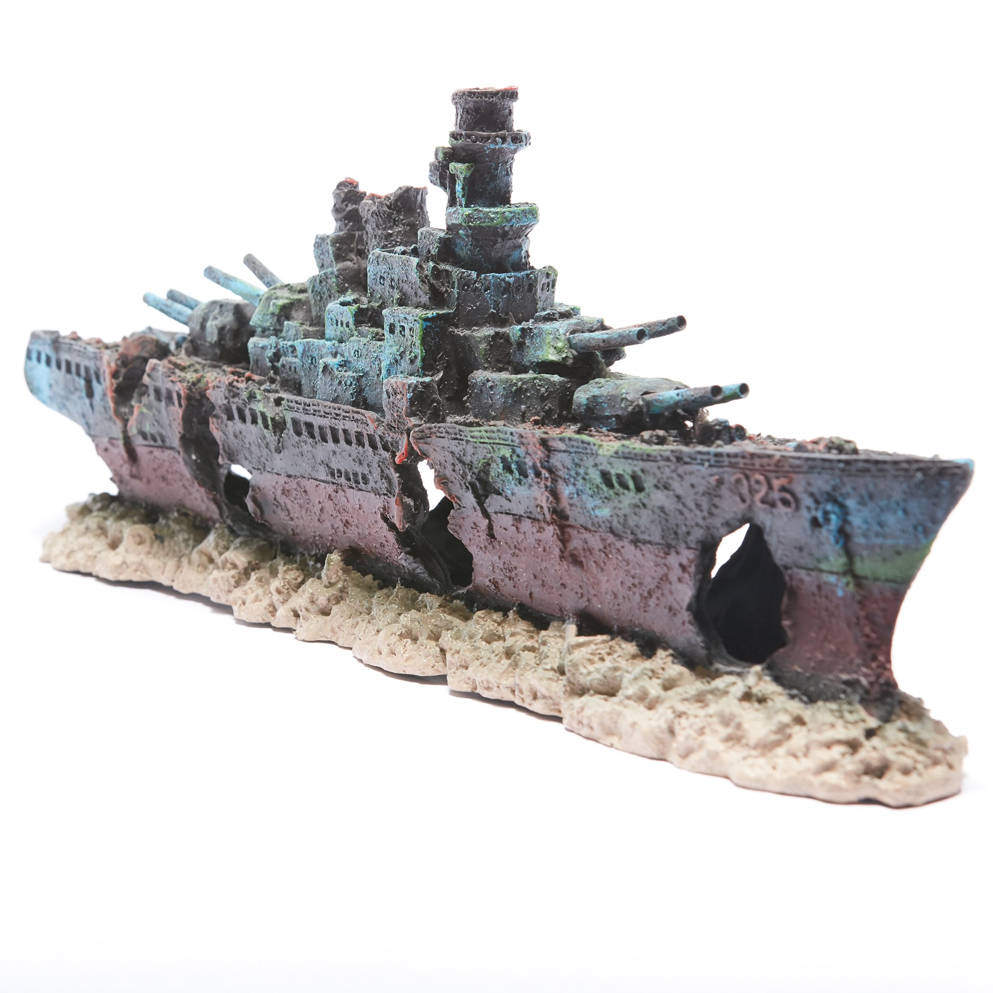 R J Enterprises Sunken Warship Aquarium Decoration Large