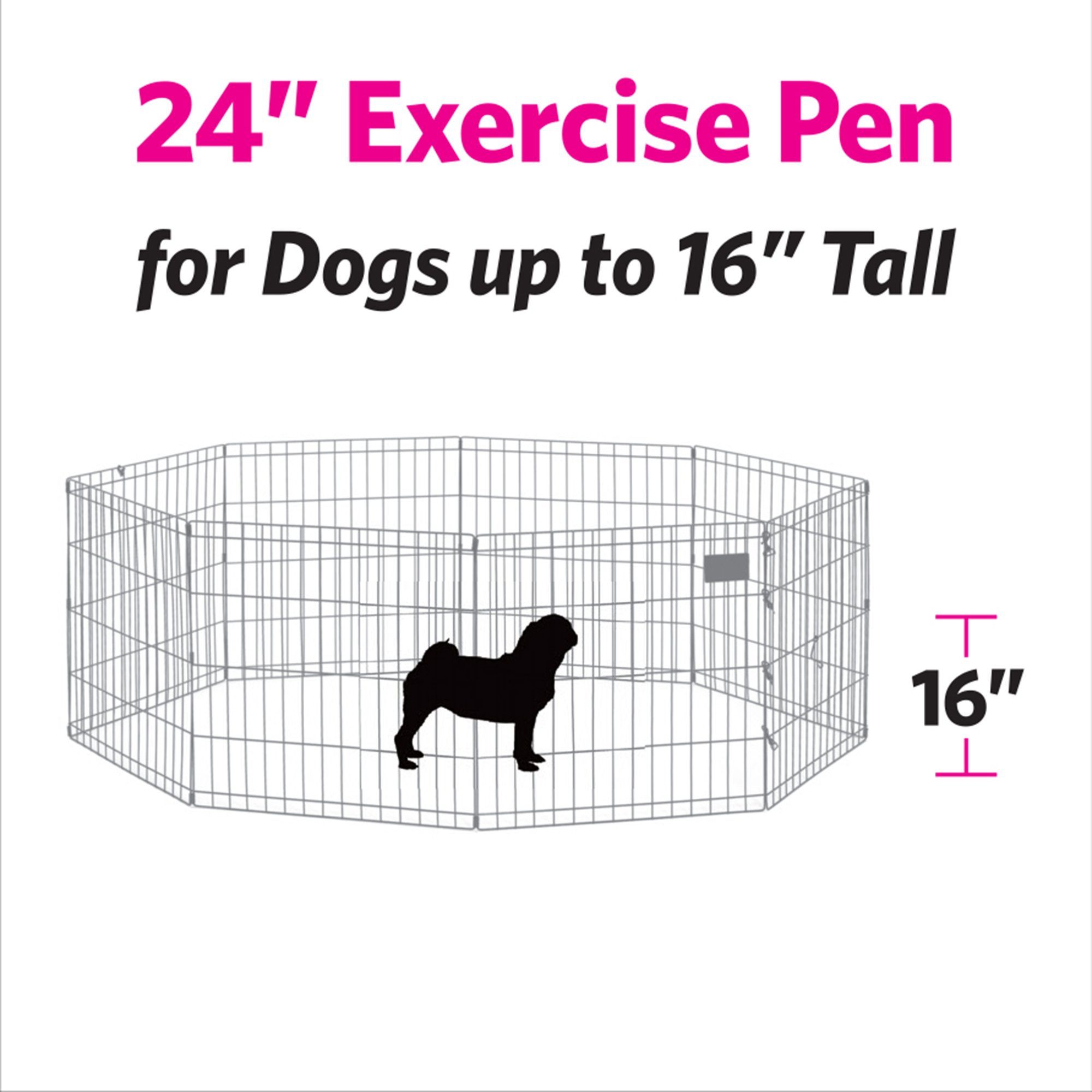 Midwest Black E Coat Exercise Pen W Door For Dogs 24 H Petco