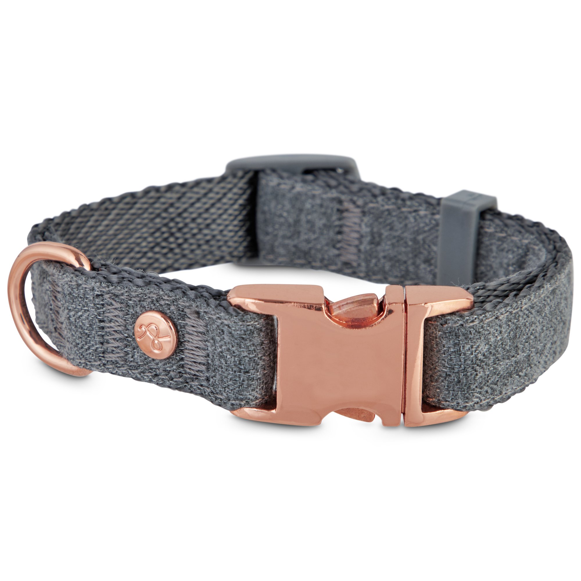 Bond Co Grey And Rose Gold Snap Buckle Dog Collar X Small