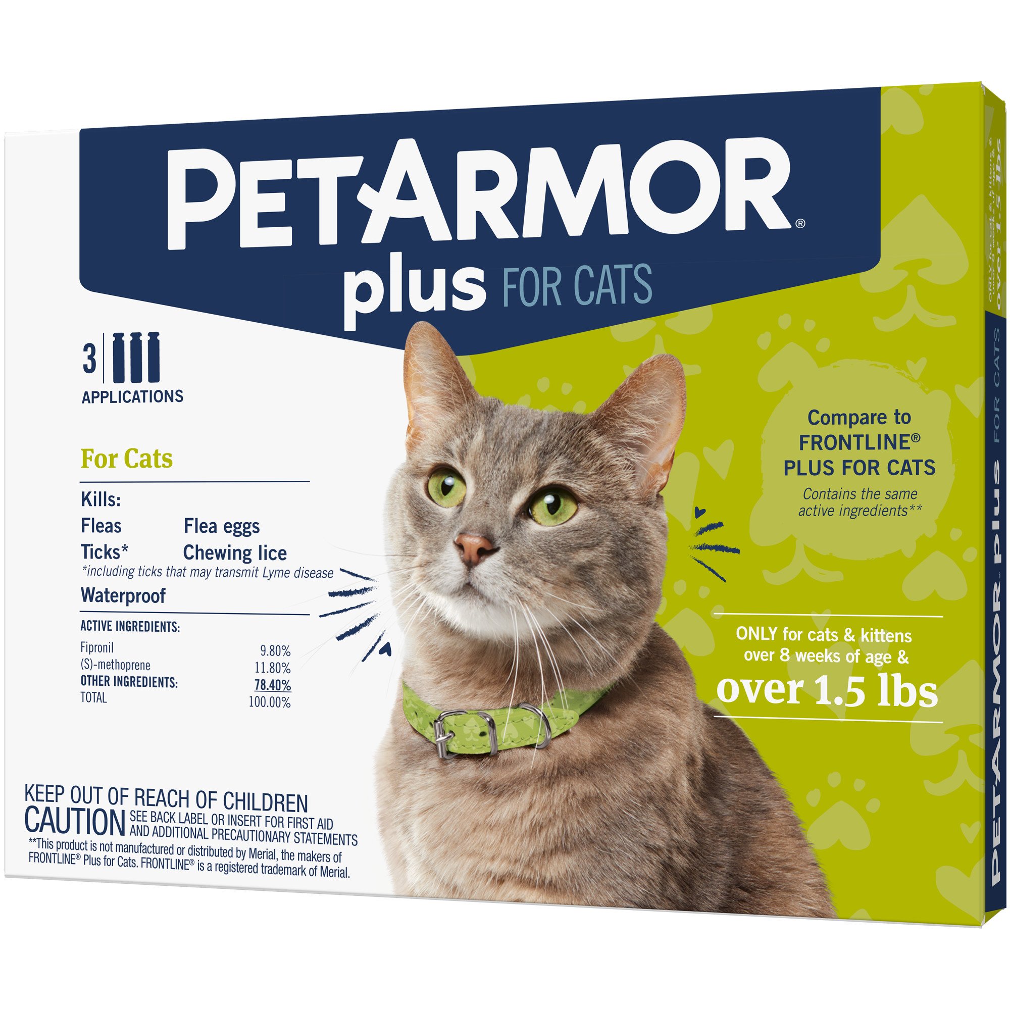 PetArmor Plus Flea & Tick Application - cats 1.5 lbs or larger 12 Count 