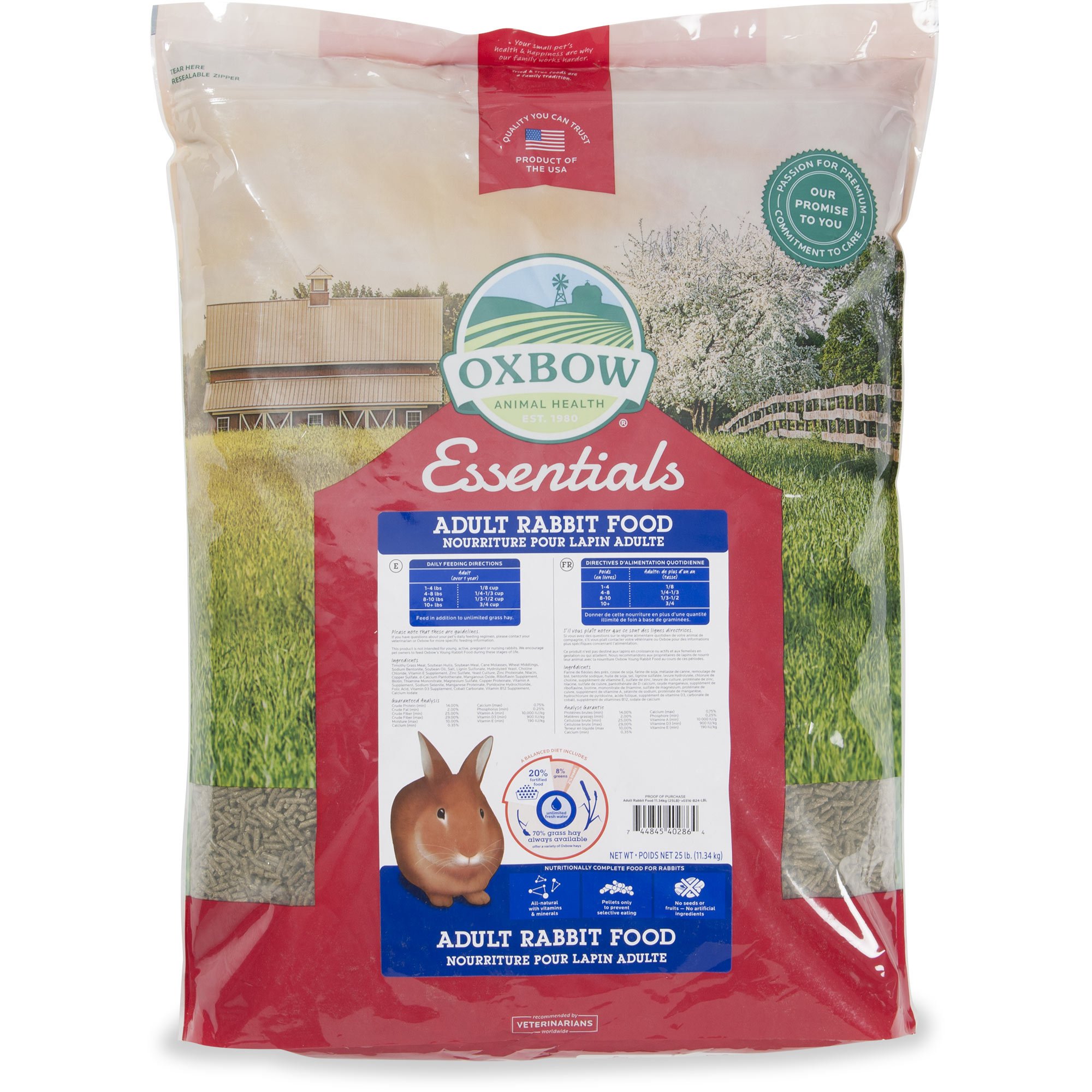 Oxbow Essentials Adult Rabbit Food, 25 LBS