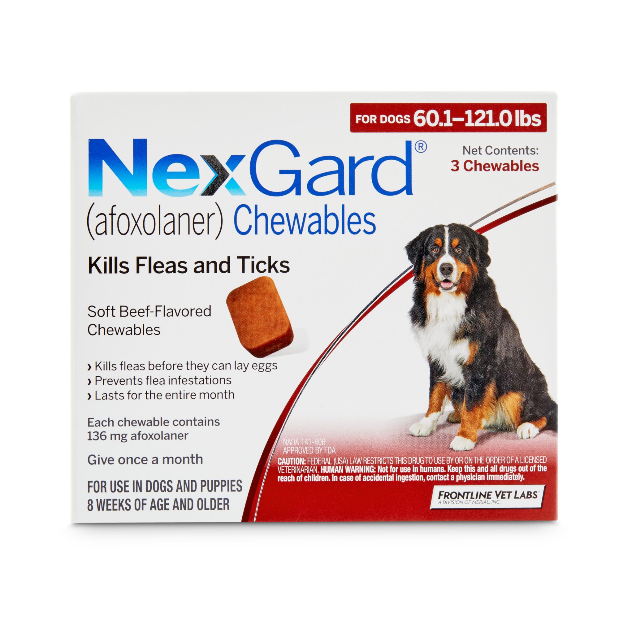 NexGard Chewables - Red for Dogs 60.1 to 121 lbs. | Petco