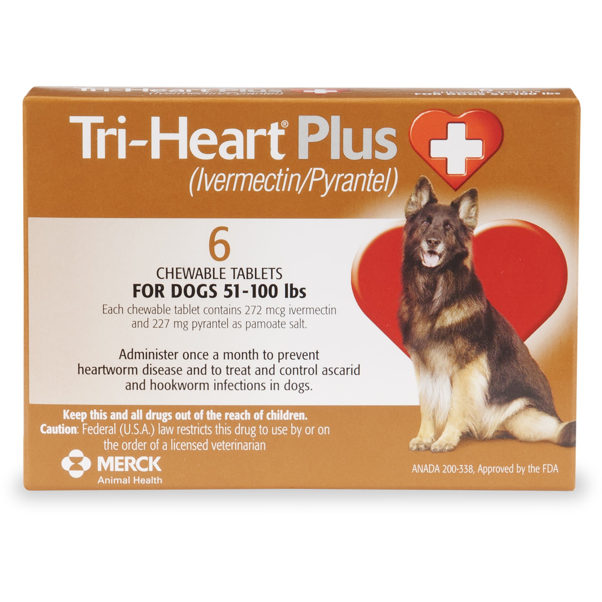 Tri-Heart Plus Chewable Tablets for Dogs 51 to 100 lbs.