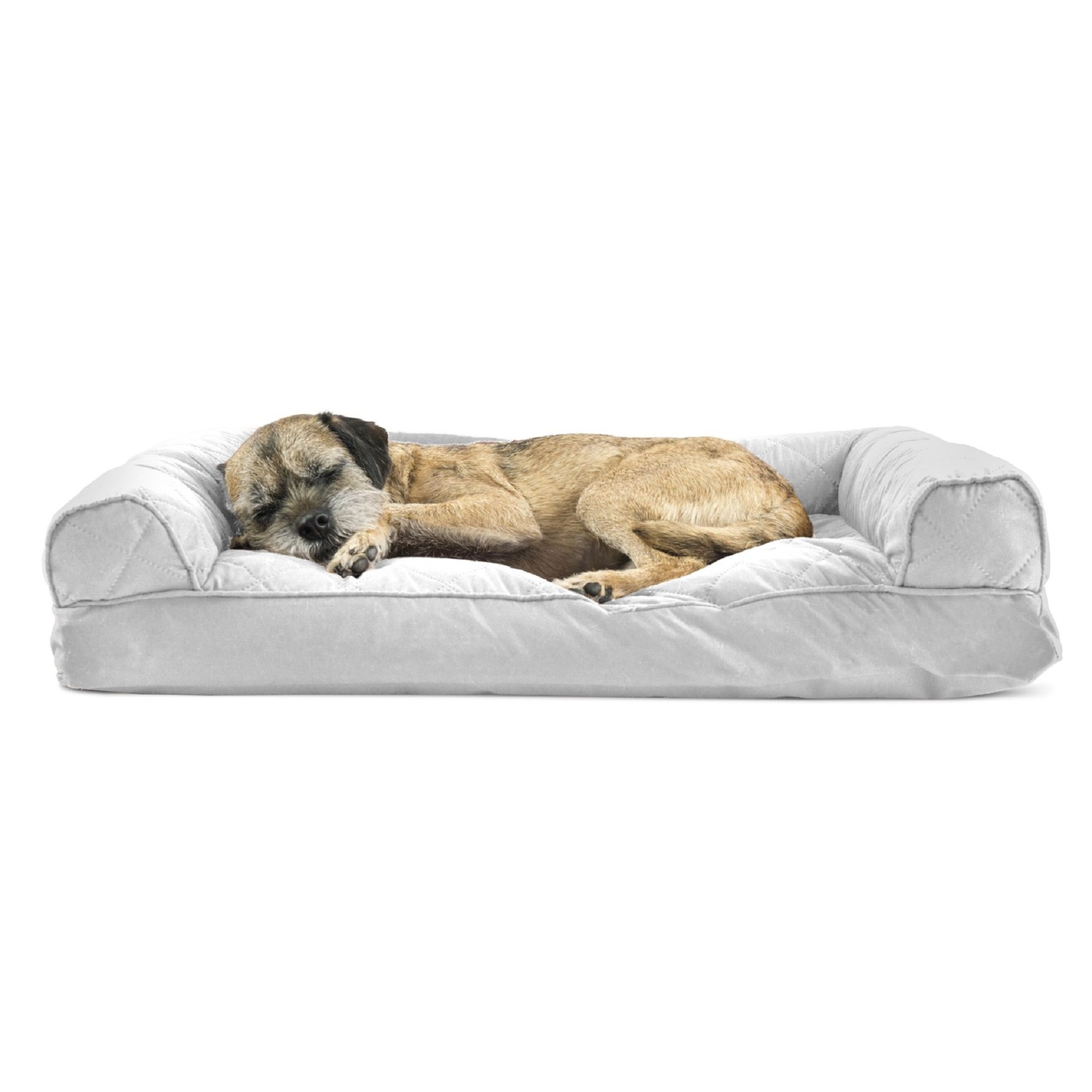 Furhaven Quilted Pillow Sofa Dog Bed Silver Gray 30 L X 20 W