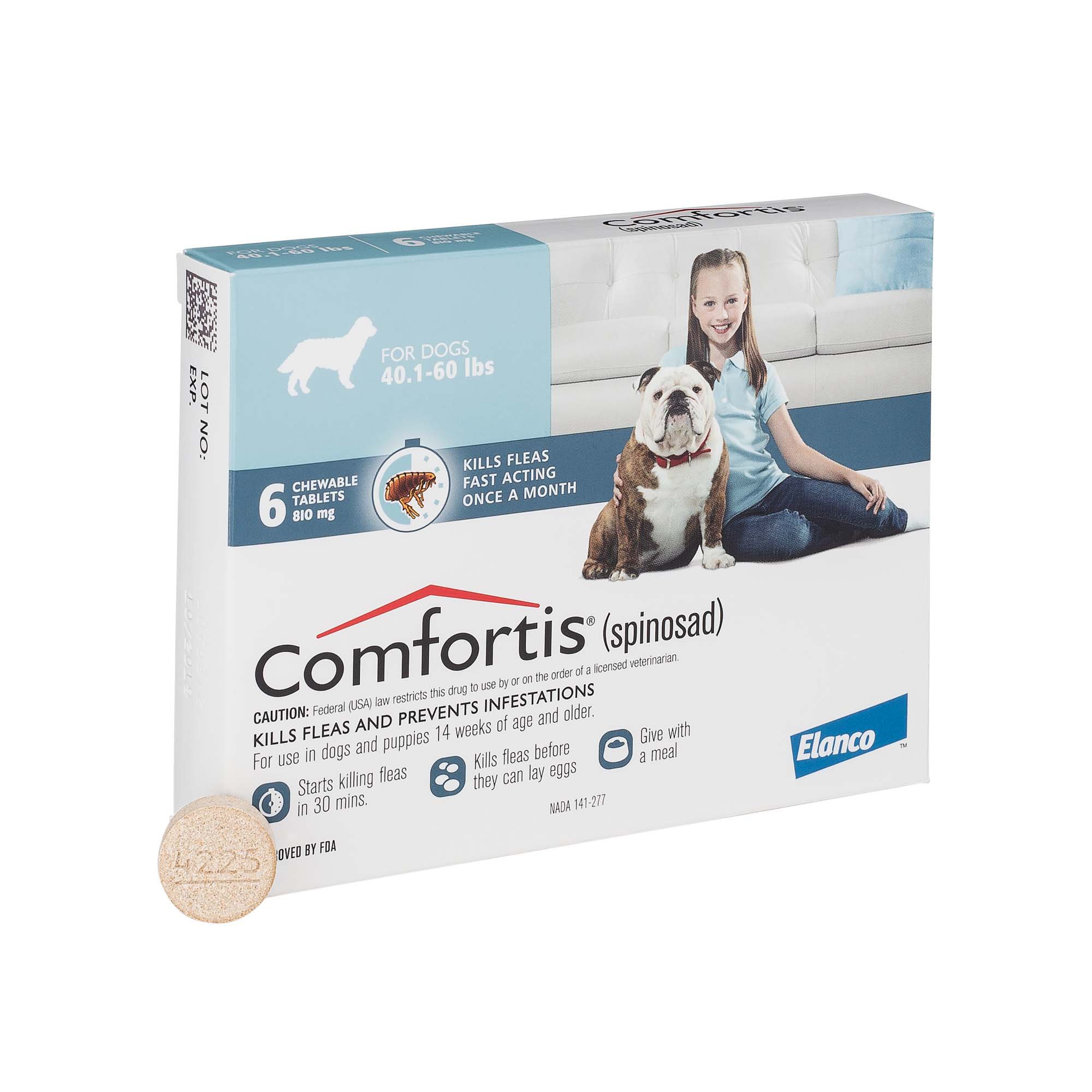 Comfortis Chewable Tablets For Dogs 40 1 To 60 Lbs 6 Pack Petco