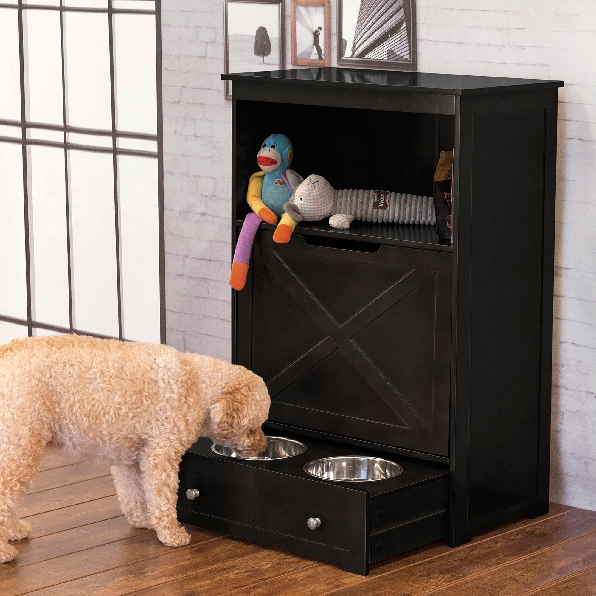 Zoovilla Windsor Pet Feeders With Storage Dog Bowl Stand Pet