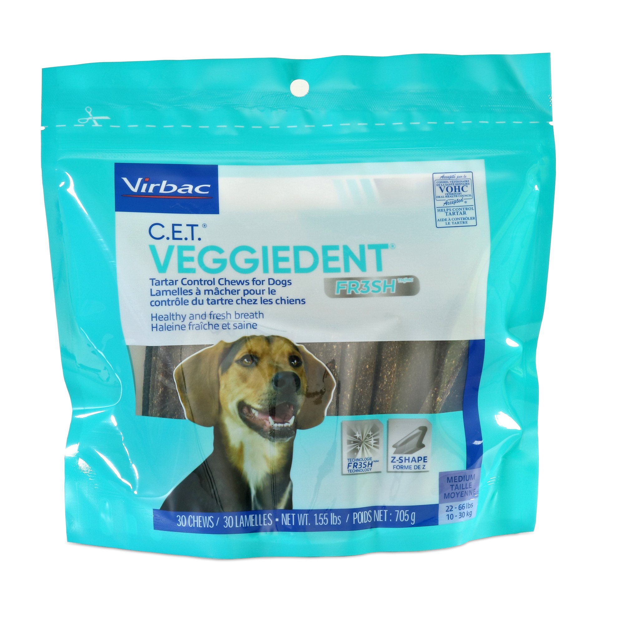 C.E.T. VeggieDent FR3SH Tartar Control Chews Med Dogs 30ct