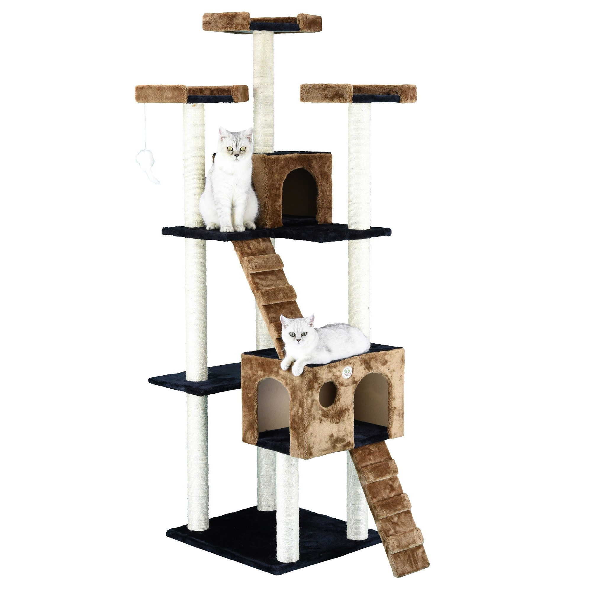 Go Pet Club Black and Brown 72"Cat Tree Condo with Two Ladders