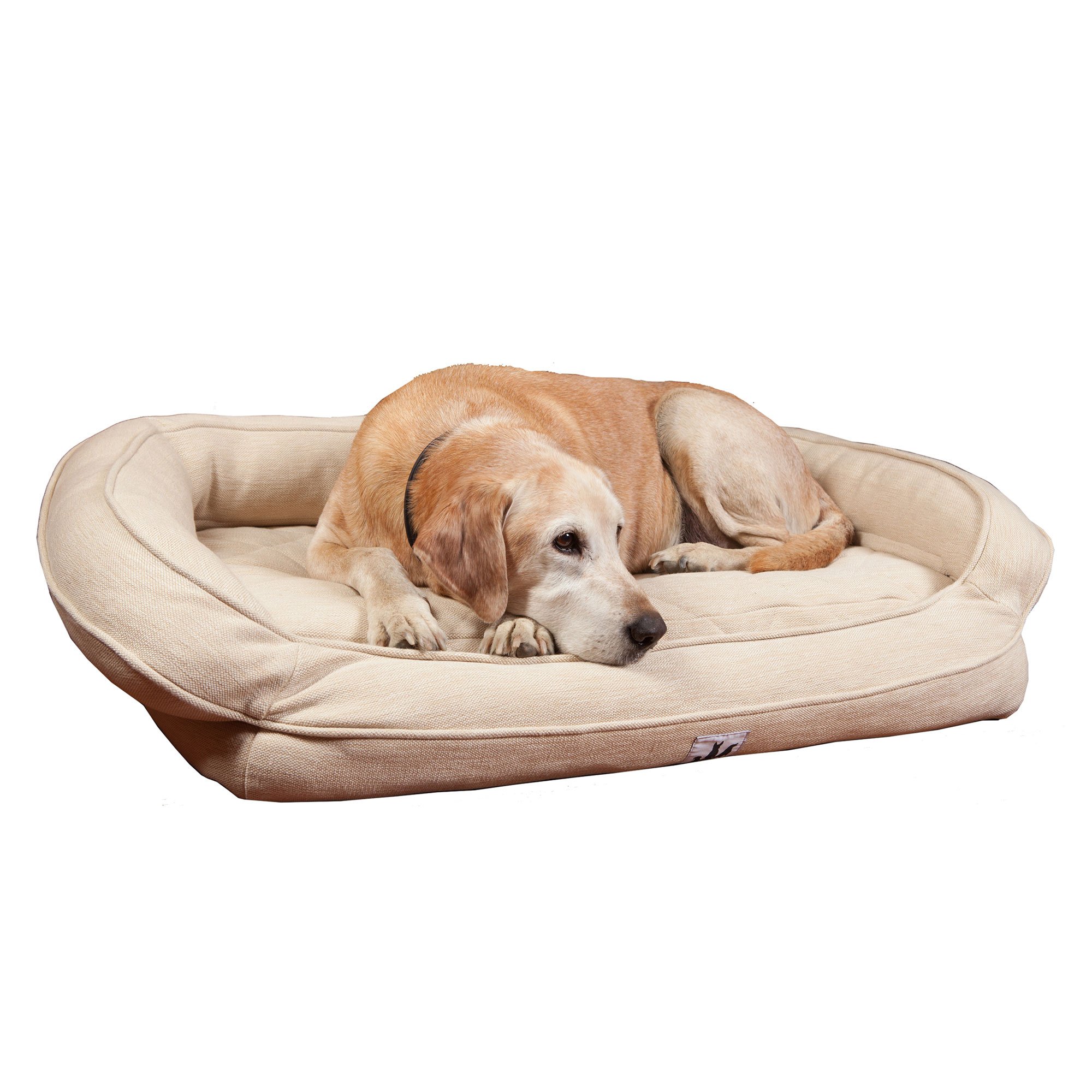 3 Dog Personalized Ez Wash Premium Memory Foam Bolster Ivory Dog