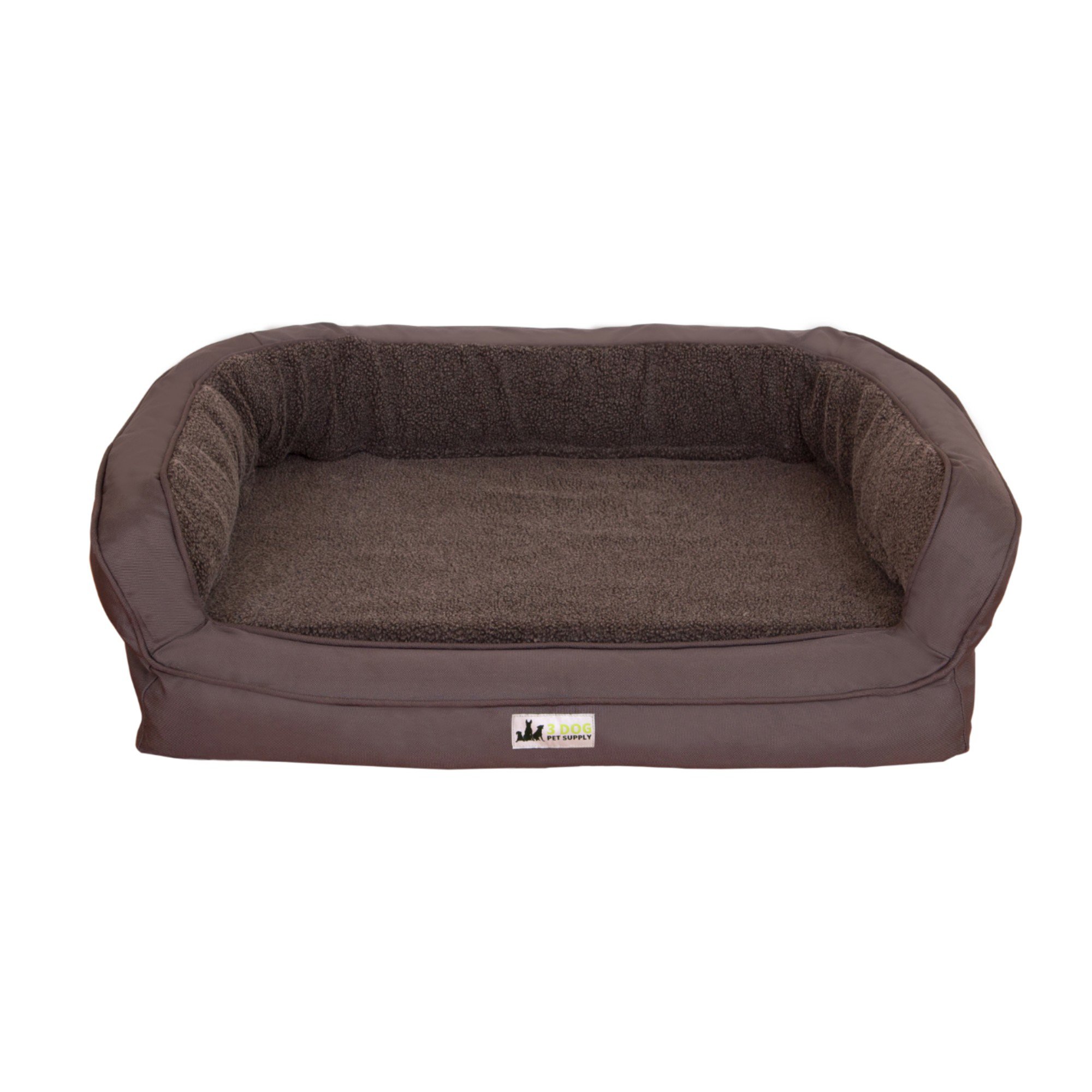 3 Dog EZ Wash Fleece Bolster Grey Dog Bed, 38" L X 26" W X 10" H, Medium