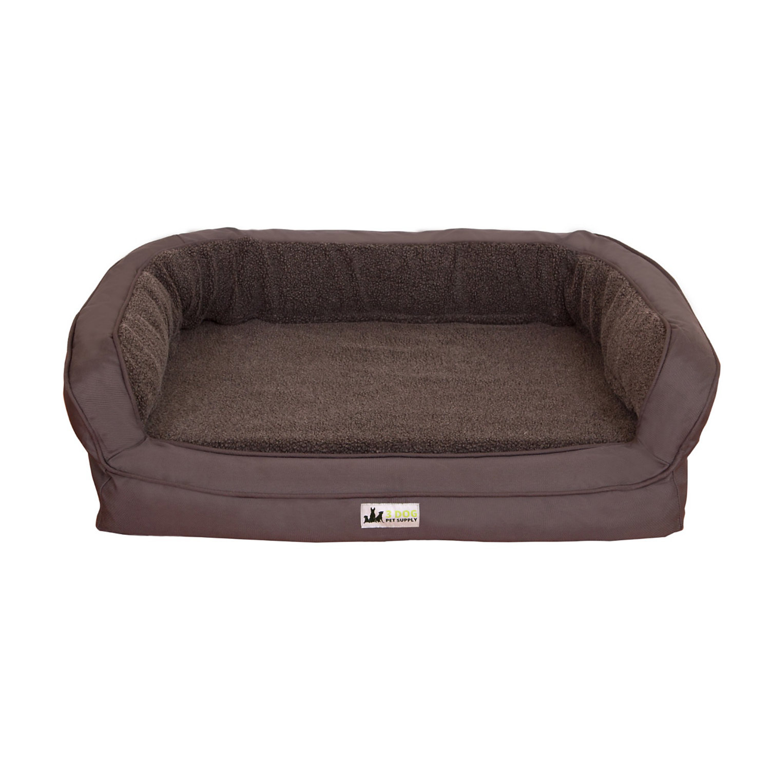 3 Dog EZ Wash Memory Foam Fleece Bolster Dark Grey Dog Bed