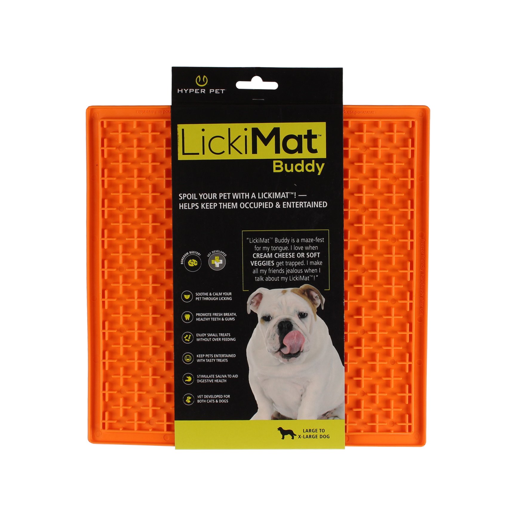 Hyper Pet Lickimat Buddy Orange Slow Feeder Mat For Dogs Large