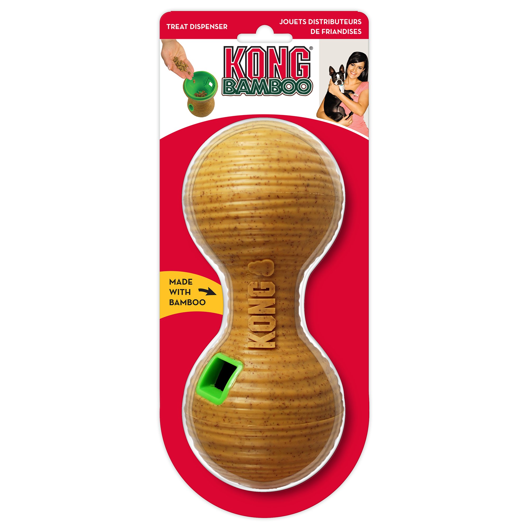 Kong Treat Dispenser Bamboo Feeder Dumbbell Dog Toy Medium Petco